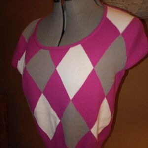 Argyle Short Sleeve Sweater Top